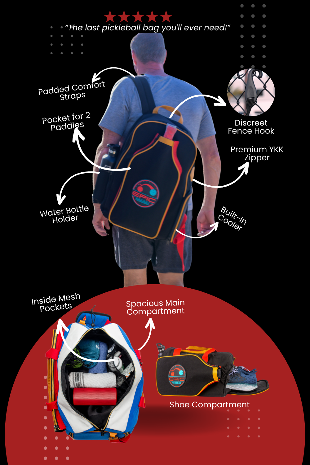 Men with pickleball backpack